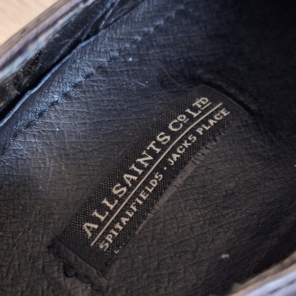 All Saints Black Leather Cap Toe Oxford Shoes 41 - Picture 12 of 13